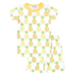 NEW MAGNOLIA BABY girls pineapple print short pajama set in yellow